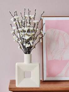 1pc White Square Vase, Home Decor, Minimalist Nordic Bohemian Style, Suitable For Living Room, Bookshelf, Dining Table, Bookcase, Fireplace And Foyer Decoration. Rama Decor - Multicolor - View 14
