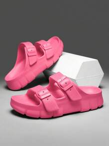2025 New European And American Style Casual Comfortable Outdoor Slides, Punk Basic Preppy Buckle Design