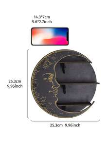 1件创意木质月牙形壁挂展示架，DIY组装式悬浮置物架，适用于客厅、卧室、香薰蜡烛和派对装饰 - 彩色 - 查看 4