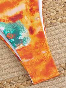 Summer New Tie-Dye Printed Bikini Set, Beach Resort Swimwear For Beach, Pool, Party, Sexy European Style Suitable For Holiday - Orange - View 7