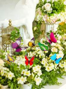 20pcs Colorful Garden Butterfly Stakes, Decorative Waterproof Butterfly Garden Stake, Decor 3D Butterfly Party, Supplies Yard Stakes For Garden Patio Lawn, Rnaments Party Plant Pot Decorations, Wedding Decoration, Garden Decoration, Valentine's Day Modern Home Decorations, Flower Pots And Bonsai Glowing Colourful Decorations, Garden Decor, Garden