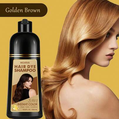 FVQUHVO New Hair Color Shampoo, Women Men Hair Dye Shampoo, Champú Para Tintes Large Capacity & Five Popular Colors To Choose, More Gentle & Long-Lasting Color Preservation,16.9 Floz [Blonde Brown]