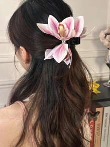 1pc Women Hawaii Inspired Artificial Plumeria Flower Hair Clip Accessory, Suitable For Hawaii Vacation, Photo Shoots, Casual Outfit, Hair Decoration