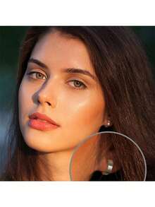 1 Pair Stainless Steel Small Hoop Earrings, Stainless Steel Non-Pierced Fake Hoop Earrings Set, Multi-Color Hoop Earrings Jewelry Decoration - Multicolor - View 5