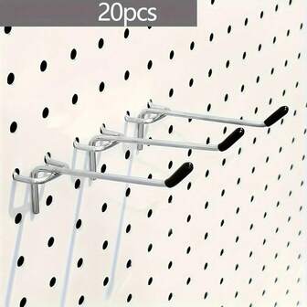 20pcs Heavy-Duty Pegboard Hooks Set - Stainless Steel, Ideal For Garage Organization & Tool Storage, Office Essentials