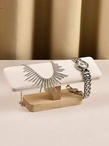 Elegant Wooden Jewelry Display Rack, Single-Layer Bracelet Stand, Watch And Necklace Organizer, Stylish Home Decor Storage Box