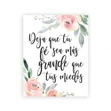 1pc Spanish Bible Verse Quotes Print God Christian Wall Art Decor , Spain Wall Picture Floral Poster Home Decor Optional Frame