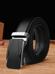 1pc Men Black Belt, Fashionable And Versatile Casual/Business Automatic Buckle Belt, Young/Middle-Aged Litchi Pattern Belt, Ideal Gift For Boyfriend/Elder, Suitable For Daily Life Summer, School