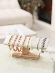 Elegant Wooden Jewelry Display Rack, Single-Layer Bracelet Stand, Watch And Necklace Organizer, Stylish Home Decor Storage Box