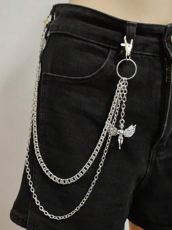 1pc Metal Pants Chain, Punk Rock Hip-Hop Style Waist Chain Accessory, Vacation, Valentine's Day Essential Item, Versatile For Home, Gifts, Holidays And Festivals, Ideal Holiday Gift