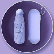 1pc Compact Windproof And Rainproof Five-Fold Pocket Umbrella; Mini Capsule Umbrella; Folding Umbrella; Sun And Rain Umbrella; Black Rubber; Sun Umbrella With Box; Portable Umbrella; Rain Cover; Portable Foldable Sturdy Fiberglass Ribs; Ergonomic Handle; Dual Purpose For Sun And Rain Protection; Outdoor Activities And Travel Umbrella;