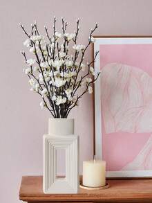 1pc White Square Vase, Home Decor, Minimalist Nordic Bohemian Style, Suitable For Living Room, Bookshelf, Dining Table, Bookcase, Fireplace And Foyer Decoration. Rama Decor - Multicolor - View 15