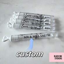 100pcs Customized Wedding Bubbles, Love-Filled Air, Wedding Favors, White Wedding Bubbles, Personalized Wedding Bubble Stickers (No Bubble Wands) - Transparent Wedding Stickers - View 1