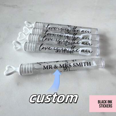 100pcs Customized Wedding Bubbles, Love-Filled Air, Wedding Favors, White Wedding Bubbles, Personalized Wedding Bubble Stickers (No Bubble Wands)