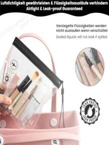 Sac à fermeture éclair pour liquide d'avion, 20 x 20 cm, sac certifié TSA de 1 litre, bagage cabine d'avion, indispensable pour les vacances, imperméable et étanche, avec poignée, noir transparent, sac transparent, pour les vacances à la plage, la salle de bain, la chambre, grande capacité