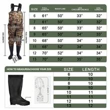 Waterproof Chest Waders Nylon 2-Ply Rubber Bootfoot 6-13 Size Hunting Fishing - 偽裝 - 查看 2