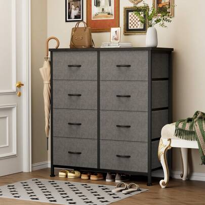 Sweetcrispy Sweetcrispy Dresser For Bedroom With 8 Drawers Tall Dresser & Chest Of Drawers Fabric Dresser With Wood Top And Sturdy Steel Frame