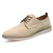 Men's Casual Lace-Up Suede Oxford Sneakers – Lightweight Soft Sole Dress Shoes For Work & Daily Wear