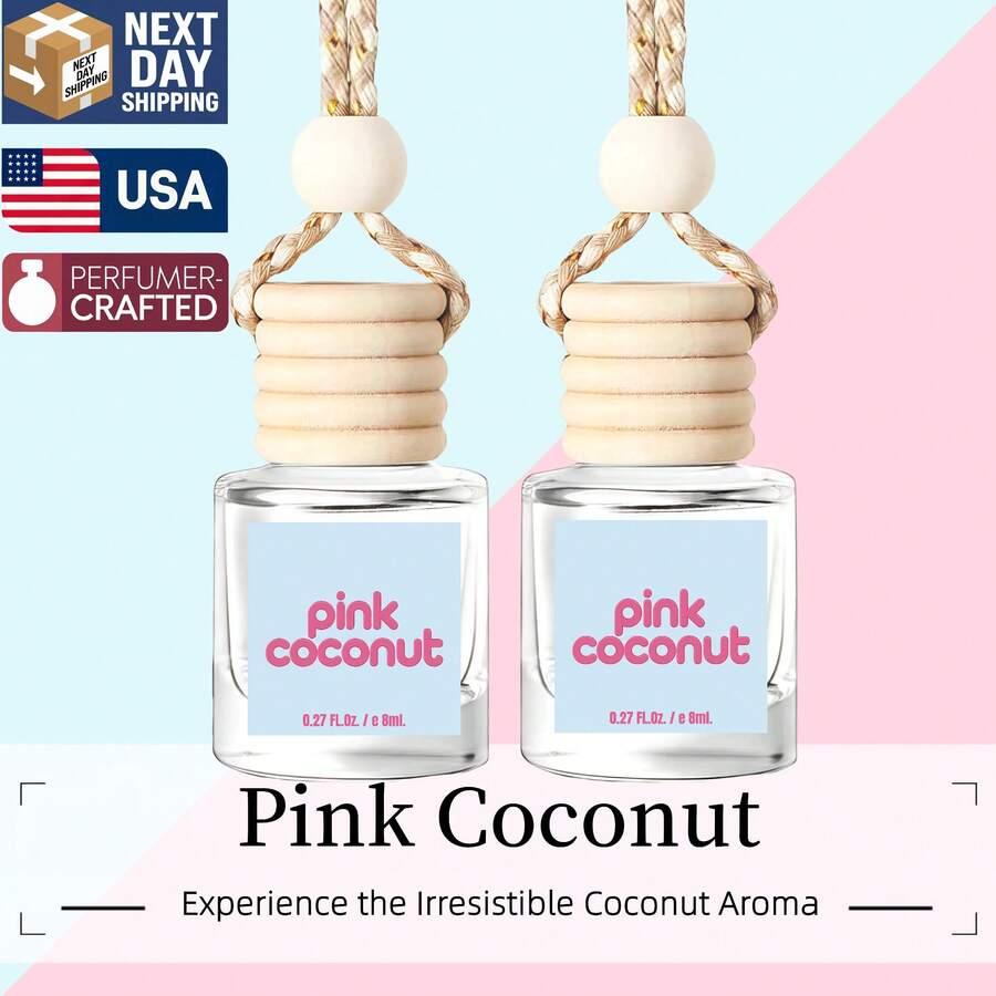 Osmore Summer Tropical Gift For Girls & Women, Pink Coconut Breeze Car Air Freshener Diffuser, Long-Lasting Hanging Fragrance Oil, Aromatherapy Essential Oil, 4-Pack Beachy Car Perfume Pendant, Cute Car Accessories For Women, Car Stuff, Car Decor, Car Essentials, Car Mirror Hanging Accessories, Car Air Freshener Must-Have, Valentine's Day Gift - Tropical Pink Coconut - 查看 1