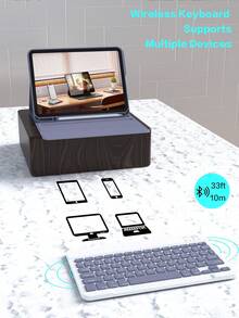 可拆卸无线蓝牙键盘保护套，兼容 iPad，内置 150mAh 电池和 Apple Pencil 收纳槽，兼容 iPad Air 第五代 (2022)、第四代 (2020)、第六代 (2024)、9.7 英寸、第七/八/九代、10.2 英寸、10 英寸，紫灰色 - 紫灰色 - 查看 8