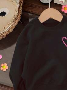 Round Neck Sweatshirt For Children, Youth, Baby, Unisex, 100% Cotton, Casual Outwear - màu đen - Xem 3