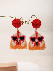 Pink Snail 有趣可爱的牛仔鸡图案吊坠耳环，适合女士和女孩的创意个性耳环，适合春季、夏季、度假、节日、海滩派对、送给她、情侣的礼物 - 黑與白 - 查看 8