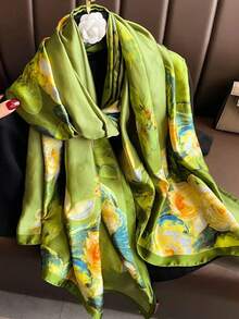 1 件女式马图案时尚围巾，适合户外头巾、发带、头带，非常适合装扮您的冬季秋季 - 綠色 - 查看 5