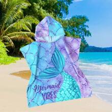 1pc Hooded Cloak Bath Towel, Minimalistic & Multipurpose Beach Wear Bathroom Decor Summer Back To School