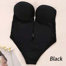 1 pieza Mono invisible con efecto moldeador sin tirantes ni espalda. Sujetador sin marcas, modelador con escote en V profunda, modelador con pecho recogido, adecuado como ropa interior, para ejercicio en casa, yoga, natación, fiestas de lencería, etc.