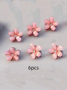 12个/套 金属水晶花朵发夹，五瓣花形发夹，精致刘海发夹，迷你侧边发夹，花朵爪夹，发夹，发饰，学生用品，秋冬校园风爪夹，适合女性度假装扮 - 彩色 - 查看 19