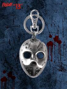 WB 1 buc licențiat oficial Friday The 13th Jason Mask breloc metalic cu insignă și pin unic cu tematică horror pentru rucsac, portofel, geantă, bagaje și îmbrăcăminte, accesoriu creativ elegant pentru fanii filmelor Slasher