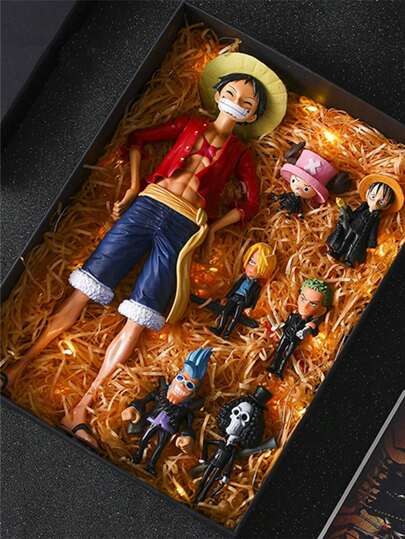 ONE PIECE Monkey D Anime Figur Spielzeug, selbstbewusste Dreibild-Gesichtsveränderung Action Figur, PVC Modell Puppen und