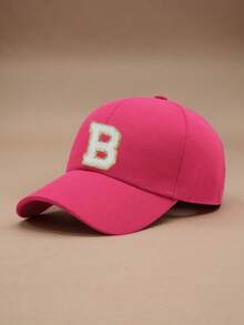 1pc Kids Black 26 Letter Baseball Cap, Gold Thread Embroidered R Design, Adjustable Snapback, Fashionable Sun Hat For Boys & Girls - Rose Red - View 34