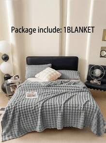 1pc Soft & Cozy Bubble Fleece Rolled Edge Blanket, Light Gray Color, Suitable For Bedroom & Guest Room