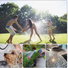 1 件 3x 可扩展水管，带多功能喷嘴（喷嘴颜色随机），配有挂钩和储物袋，高压喷雾器，用于花园浇水、洗车、清洁、家庭使用