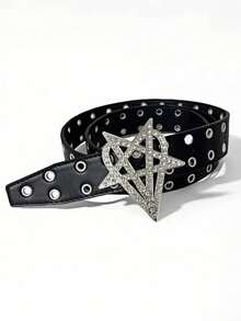Y2K Gothic Punk Rivet Star Rhinestone Buckle Belt - Bold & Edgy Streetwear Statement Piece For Teens & Adults Summer, School Fall, Autumn, Halloween Autumn-Winter Accessories,Suitable For Teens, Youth,Men,Casual, Outdoor, Athletic, Vacation, Graduation Gifts, Birthday, Daily Wear - Multicolor - View 18