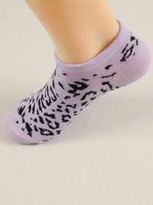 10 Pairs Leopard Print Women Invisible Socks, Breathable Sports Casual Socks, Suitable For All Seasons