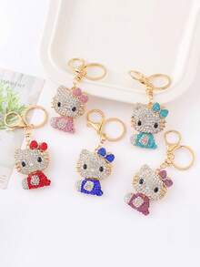 Sanrio 1 Stück Schlüsselanhänger Katze aus Strass-Legierung, Tasche/Auto Deko, kreativ