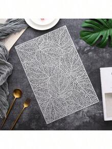 1/2/4/6/8pcs Rectangular Hollow Leaf Pattern Heat-Resistant PVC Placemats
