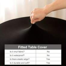 1pc Round Milk Silk Tablecloth, Anti-Slip, Polyurethane Machine Woven Tablecloth, Durable Dining Table Protective Woven Cover