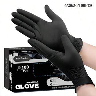 20/50/100 只装，一次性粉色丁腈手套，不含乳胶防水防静电多功能工作手套，厨房烹饪工具粉色一次性手套，丁腈合成劳保手套