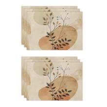 1pc/4pcs/6pcs Everyday Decor Placemats, Floral Leaf Linen Placemats, Stain Resistant Placemats, Suitable For Home, Dining Room And Restaurant, Tabletop Decoration, Home Goods