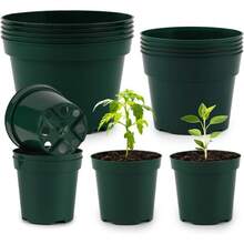 Seedling Starting Pots 15 Pack: Thickened Plastic Pots For Plants, 8/6/4 Inch Plant Nursery Pots With Drainage Holes, Flower Pots For Indoor Outdoor, Black - 綠色 - 查看 1