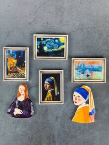 1 Refrigerator Art Magnet, Refrigerator Magnet, 3D World-Renowned Painting Magnet, Oil Painting Photo Frame, Retro Personalized, Suitable For Kitchen, Office, Whiteboard, Storage Cabinet, Refrigerator And Dishwasher, Home Decoration, Refrigerator Decoration, Information Magnet, Suitable For Christmas Decoration, Easter, Christmas, Mother's Day, Is A Good Gift - Multicolor - View 4