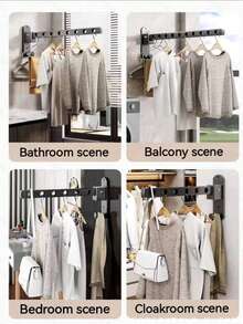 1pc Foldable Aluminum Alloy Suction Cup Clothes Drying Rack, Indoor Household Suction Drying Rack, Multi-Functional Portable Universal Clothes Hanger, No Drill Clothes Rack, Travel Portable Clothes Rack, Travel Accessory, Travel Essential - Multicolor - View 9