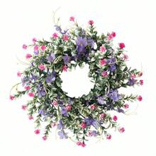 1 Stück künstlicher Blumenkranz, Design mit lila Texas Wildblumen, Dekoration für Zuhause, Garten, Unabhängigkeitstag