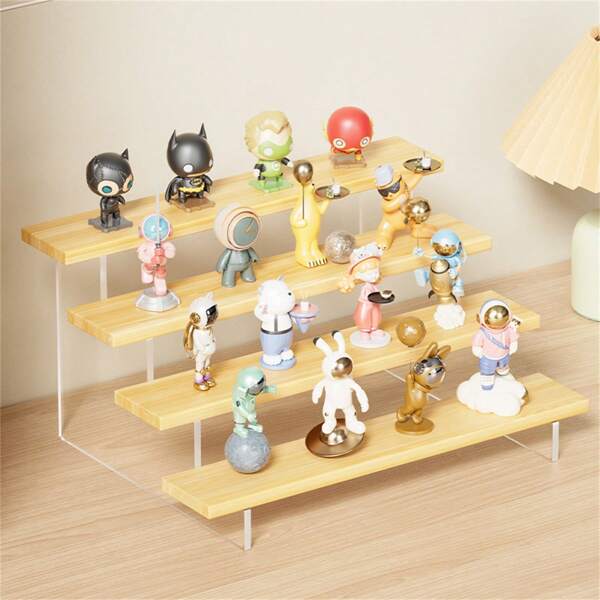 Acrylic Stepped Display Stand, Desk-Top Organizer Rack For Collectible Figurines, Blind Boxes, Potted Plants, Mugs