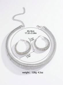 3 Stücke minimalistisches Silber Metall Chunky Halsketten und Ohrring Schmuckset