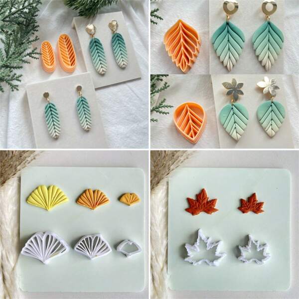 Leaf Shaped Soft Clay Molds, High Precision Cutting Molds, Handmade Gifts, Hair Clips, Jewelry, Pendant, Clay Cutting Tools, DIY Creative Decorative Earrings, Brooches, Modeling And Other Making Molds