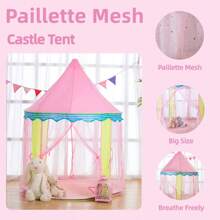 1 pieza Casa de juegos reforzada con castillo de hadas con lentejuelas rosas brillantes, espaciosa sala de juegos secreta con malla transpirable, adecuada para las temporadas de primavera, verano y otoño, regalo de cumpleaños/Navidad/Pascua